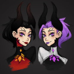 christinium: My gf asked me to cosplay demon!mercy to her imp!mercy qwq so i drew them for her! HELP I CANT ¾ FACES also super rushed messy coz i have trouble finishing drawingshope you’ll guys like it at least a bit! 