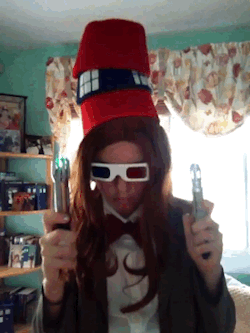 allonsy-to-gallifrey:  So the Ponds went out and I may have been having a bit of fun with some stuff I found in the TARDIS wardrobe…  I&rsquo;m, too sexy for my fez, too sexy for one fez, give me threeee~ These, screwdrivers don&rsquo;t do wood, but