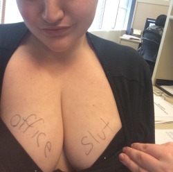 inferior-slut:  inferior-slut:  I’m a naughty little office slut. My place is underneath my male colleague’s desks with my mouth around hard cock.  Since you all seem to love this one so much… What should I write today?
