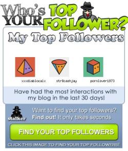 Discover who is viewing your blog the most!!xxxdiablocalxxx viewed my blog the most this month with 983 views!Find out your top followershttp://bit.ly/tViewrs