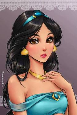 bearded-daddy:  starrydamian11:  Disney Princesses in Anime Art form &lt;3  Belle and Jasmine are life. Also Snow White looks adorable like this…  I wish I were pretty like a princess 😭