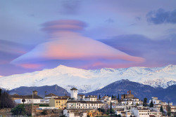  Lenticular clouds over Granada, Sierra Nevada