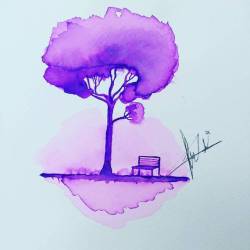 #watercolors #landsacape #tree  #arboldelavida #acuarelascrayola