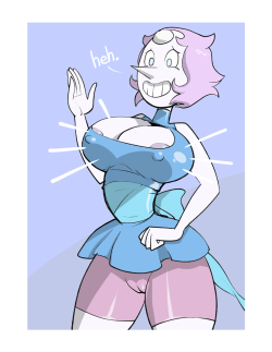 ironbloodaika:  atomictikisnaughtybits:  “I… just wanted to try them on?” Oh Pearl… somebody requested big-boobed Pearl a while back and I needed to doodle something to try and get the juices flowing  Mother of Pearl!   @slbtumblng Pearl and her