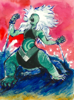 gracekraft:  messy morning Malachite watercolor warmup I haven’t really made an proper Malachite art, so I wanted to make at least one painting of her before In Too Deep so here she is! 