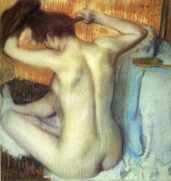 impressionism-art-blog:Woman Combing Her Hair, Edgar Degas