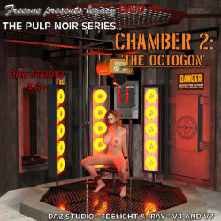  Pulp  Noir Series Chamber 2 is the next addition to the Legacy Davo Pulp Noir  chamber series originally created by Davo. This set features an  octagonal shaped room with 13 Devious Devices Props, 36 total poses for  Victoria 4 and 7 and textures for