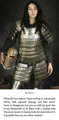 Even if she isn’t some trollop in a chainmail bikini, I think she looks gorgeous. I’m almost tempted to replace “Even if” with “Because” in the previous sentence, but let’s not slut-shame trollops in chainmail bikinis: the world is big enough