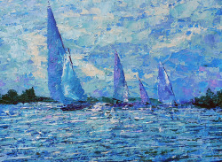 nicdegrootart:  Blue Sail 12â€³ x 16â€³ Acrylic on masonite private collection - LA   Not racing but Awesome, none-the-less.