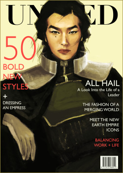 korraquality:  lol i couldn’t prevent myself from putting kuvira on a pretend magazine (i called it united because she united the empire get it huh get it???!!). earth empire’s gotta have some publications amiright? i mean kuvira had t-shirts with