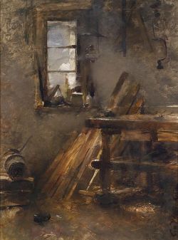 athousandwinds:   Scene from a Wainwright’s Workshop, 1909, oil on wood by Carl von Merode, Austrian, 1853-1909. A wainwright is a maker and repairer of wagons.   Von Merode was a landscape and genre painter and operated a school of painting for women