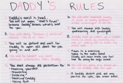 daddysownfuckpet:  I like some of these.Daddy,can we get a list like this and I’ll write it all pretty? :)  Devotional Training: Rules.