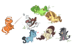 Doodles from the stream last week. It was fun. If one of these if your OC, you can feel free to crop them out and save yourself a little solo version. :3 Don&rsquo;t have the energy to name everyone right now, sorry :&lt;