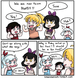 kinzaibatsu91:   We are Team RWBY!!  New chapter for Adopt/Orphan AU by celestialmeadows and me :3. 