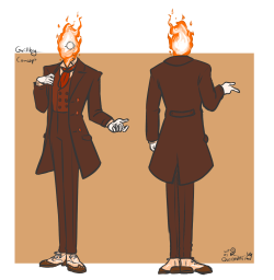 ask-mttblook:  Grillby character ref for my Mttblook!AU[Swapped with Muffet]Most information about Grillby is and remains classified.Only two things matter to this noble dandy: Wealth and power. And he is willing to do everything to get it.