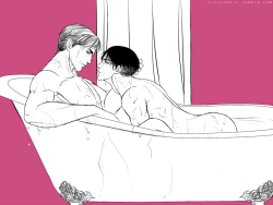 diesturbia:  Truskawkowy-elf-z-monglii requested a sexy massage or them sharing a hot bath… I opted for sexy hot bath time. Because we all know how dirty Erwin is.
