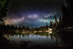 gravitationalbeauty:  just—space:  Milky Way over Mosquito Lakes in the Sierra Nevada’s, California [1162x775]. [OC] Photographer Blake Smith