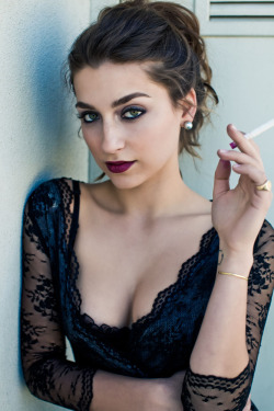 AVA   lipstick and cigarettes (dress : dolce &amp; gabbana.  mikimoto pearls.  rings, models own.) -photographed by landis smithers