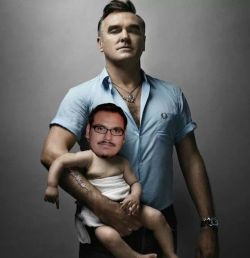 My friend put my face on ﻿the face of a baby who is being held by Morrisey.