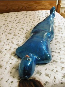kinkykara:  Fun with clingfilm bondage. Chick here to read how I do it to my husband in my blog 