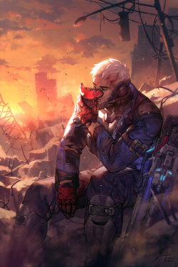 overwatchcommunity:  Day 17 of 21 Days of Overwatch is Soldier: 76 by einlee    “I was really drawn by his back story, one of such loss and disillusionment.  Instead of his usual guns-blazing badass look, I tried to capture the more human side of