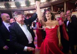 celebritynippleslips:  Elisabetta Canalis nipple slip at the Vienna Opera House Ball