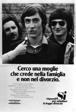 Campagna referendaria contro la legge sul divorzio, 4 aprile 1974.