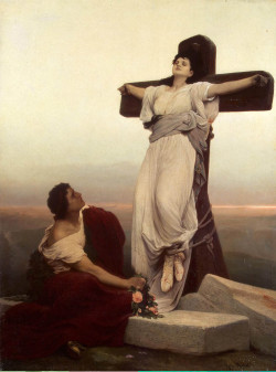 silenceformysoul:  Gabriel von Max - Christian Martyr on the Cross (St Julia) 