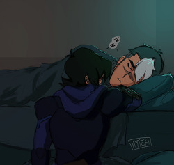hyteriart: Doodle a little Post season 5/season 6 doodle because of Feelings. Keith bringing the blades back and saving Shiro (whether that be from his own head or the astral plane), then keeping watch over him. Shiro waking up during the recovery and