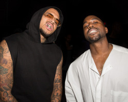 babiegyrle:  kimkanyekimye:  Kanye and Chris at Teyana Taylor’s VII listening event 10/20/14   They both had grillsz in lolol