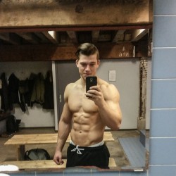 lumbrjax:  Posted by @kazvanderwaard on Instagram http://ift.tt/1Nnjfdv “#swolfie on point  #bodybuilding #musclemania #physique #fitnessmodel #sixpack #ABsterdam #abs #ripped #shredded”