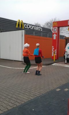 the-absolute-funniest-posts:  larrybutts: 9gag: Mermaid Man and Barnacle Boy getting a krabby patty! I must meet these people and befriend them immediately.   This post has been featured on a 1000notes.com blog.
