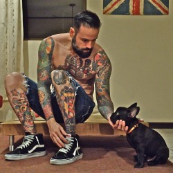 Inky bearded ottie with a french Bulldog. PERFECT!