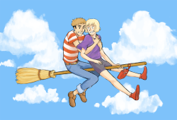 aarlert:   &ldquo;Hey, wanna see me do a barrel roll on this thing?&rdquo; “No.”  kiki’s delivery service AU for jearmin week day 4: fantasy! 