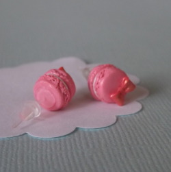 Pink Macaron Studs Hypoallergenic Posts Miniature