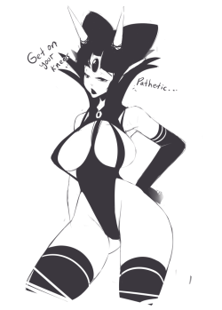 stickysheepart:  what if my OC Punkin had a really mean dominatrix-type sister. good god