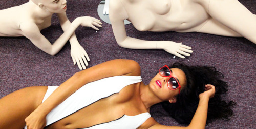 Porn photo americanapparel:  Alyssa with mannequins,