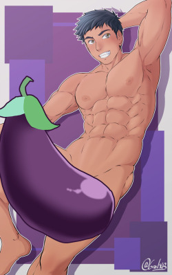 grelxbayart:  finish a huge set, and this is something i did, like a practice that ended more detailed so, sharing for you guys, the eggplant boye (the eggplant was drawn more to censor it, has nothing to do with it tho) 