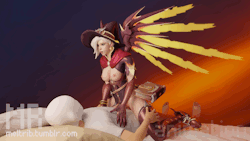 meltrib: Witch Mercy riding. Had this animation lying around and decided to finish and render it. Also the cloth on the guys face, because I was feeling lazy and didn’t animate, model nor rig his face ;p Links: Gfycat, Pronhub (sound), Download. Credits:
