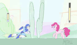 asksolarflair:  A trio of great art made for a challenge related to a great cause. The only question is why is Pinkie fighting Mega Man X :’D crazy horse. Anyway, nice work peeps, see you all tomorrow for more challenges! And don’t forget to pop over