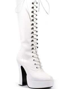 Electrify your look in this sexy knee-high boot from Pleaser. Its platform, flared heel, and fully-laced entry present a flirtatious vibe, but it also has a full zipper to make it easy to get in to (or out of). Shaft height measures approximately 15 &frac