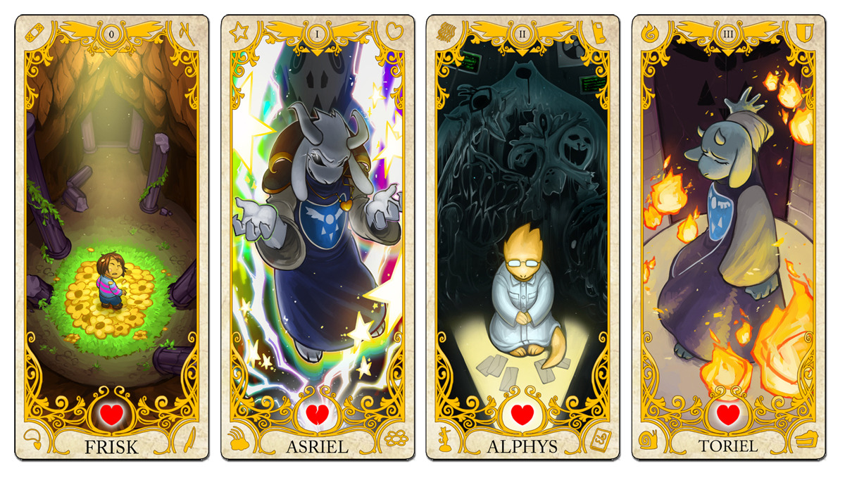 amischiefofmice:  dogbomber:  Here it is, the Full Set of Undertale Tarot Cards!