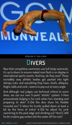 sweetheartbeatoffroadmusic:  DIVERS. More in this series: Gay From A to Z or view the full alphabetical index or check out my blog. Image source here. 