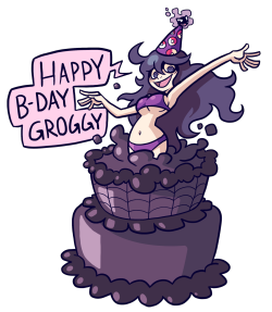 droolingdemon: It’s @gro-ggy‘s birthday so I drew this to celebrate (She REALLY likes the Hex Maniac)! Happy birthday Grogster~ &lt;3 &lt;3 &lt;3