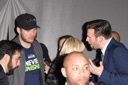 captainsassymills: Chris Evans, Chris Pratt and Bryan Greenberg attend the Maxim Party with Johnnie Walker, Timex, Dodge, Hugo Boss, Dos Equis, Buffalo Jeans, Tabasco and Pop Chips on January 31, 2015 in Phoenix, Arizona.