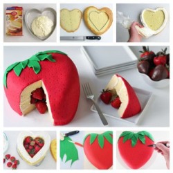 1bluedreamlove:  Strawberry cake DIY sur We Heart It.