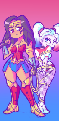 xucoalex:  A sketch commission of Wonder Woman &amp; Harley Quinn!  Consider supporting me on Patreon! https://www.patreon.com/xuco  &lt; |D’‘‘‘