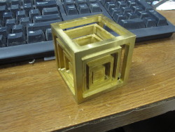 I had a free day, so I made a Turner&rsquo;s cube. It is a cube with three nested, free floating objects inside of it. It is machined from a single piece of brass, and the nested components can not come out. It is a common part for machinists to make