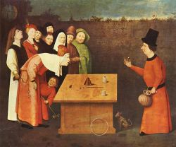 Sagan-Indiana:  The Conjurer, 1475-1480, By Hieronymus Bosch Or His Workshop. Notice