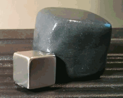 gifcraft:  Magnetic putty time lapse as it absorbs a rare-earth magnet. Taken over 1.5 hours at 3fps. Source video - Magnetic Putty Time Lapse 1080p